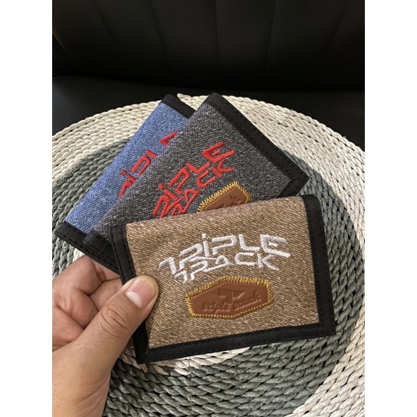 DOMPET PRIA LIPAT 2 TRIPLE TRACK BAHAN KAIN BORDIR DOMPET PRIA KAIN MURAH MERIAH DOMPET PRIA KANVAS ANTI SOBEK DOMPET COWOK LIPAT