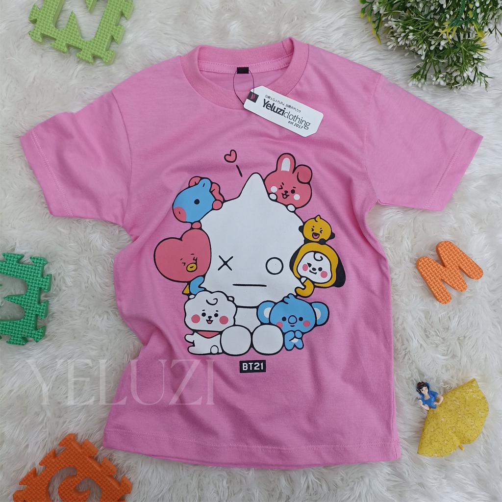 Kaos Oblong Atasan Anak Karakter Pink Yeluzi