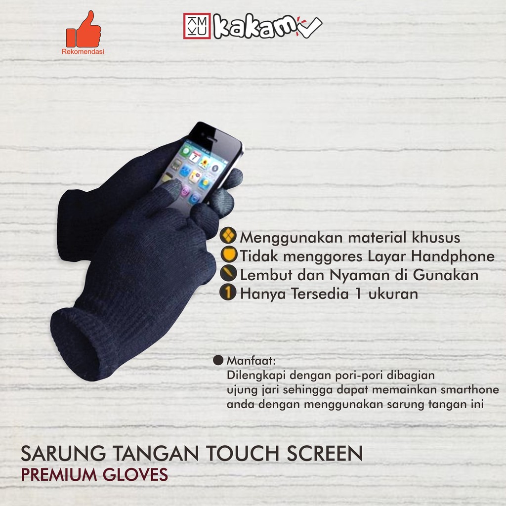 Kakamu Sarung Tangan Dewasa Rajut Touch Screen