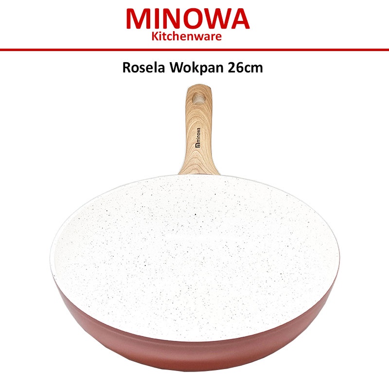 Frypan Minowa Keramik Stone White Marble - Frypan Japan technology - WOkpan 36 cm ceramic