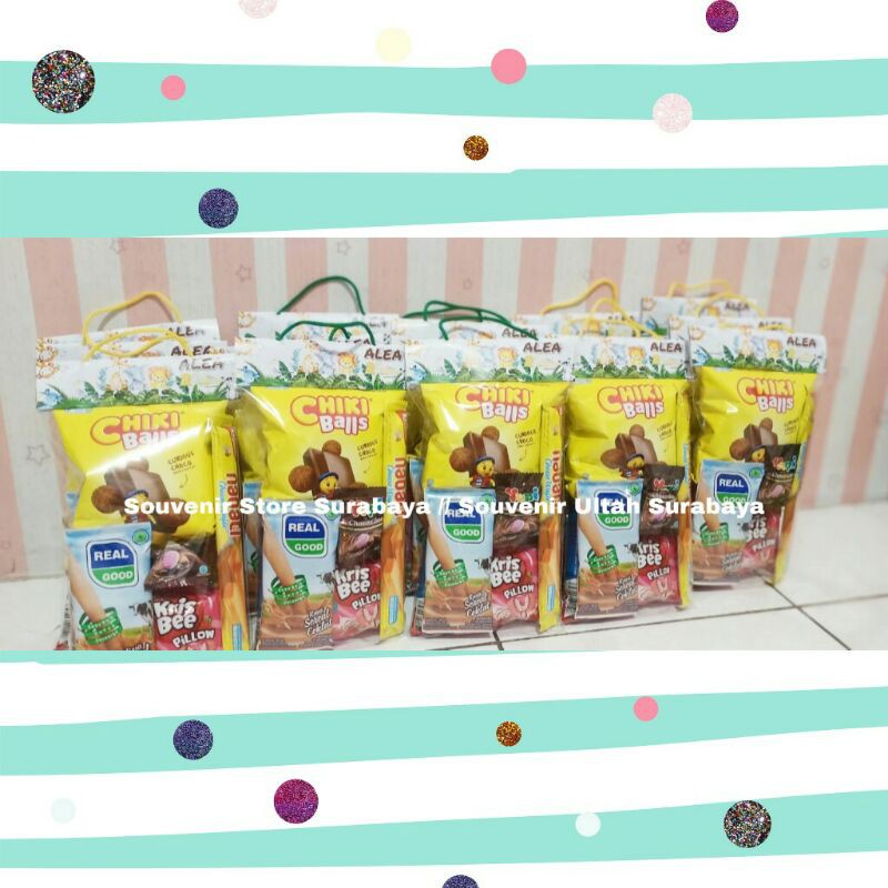 Snack ultah kemas hangtag / snack ultah murah kemas hangtag / snack murah / bingkisan ultah murah