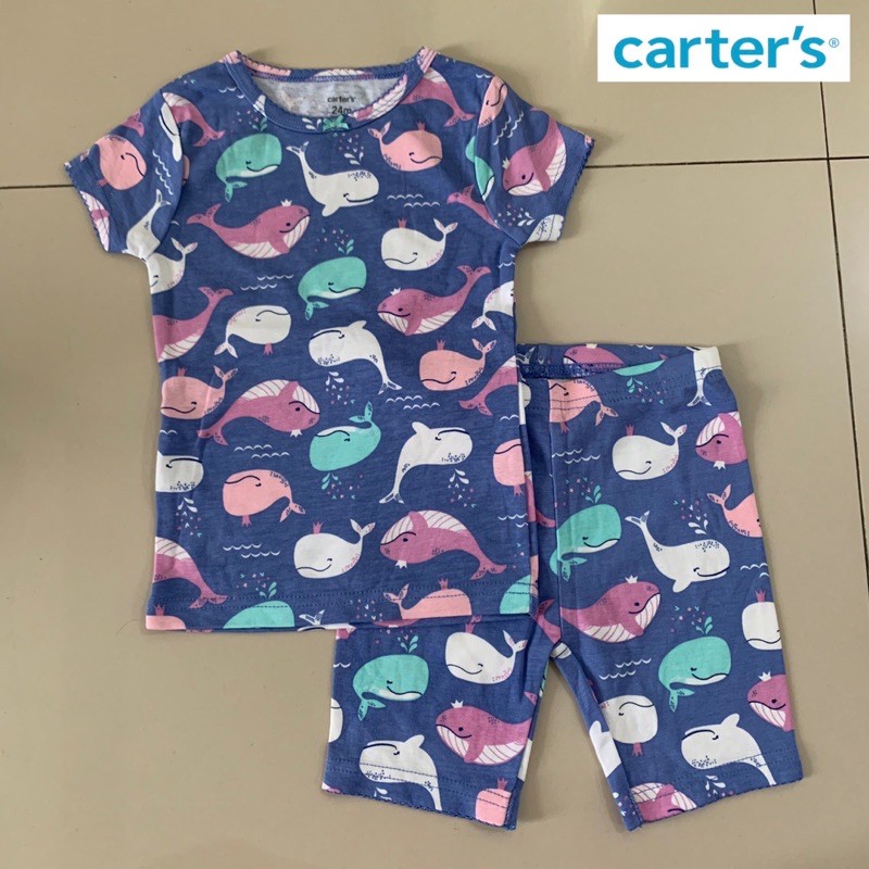 Baju Tidur Santai Setelan Anak Perempuan Carters Blue Whale