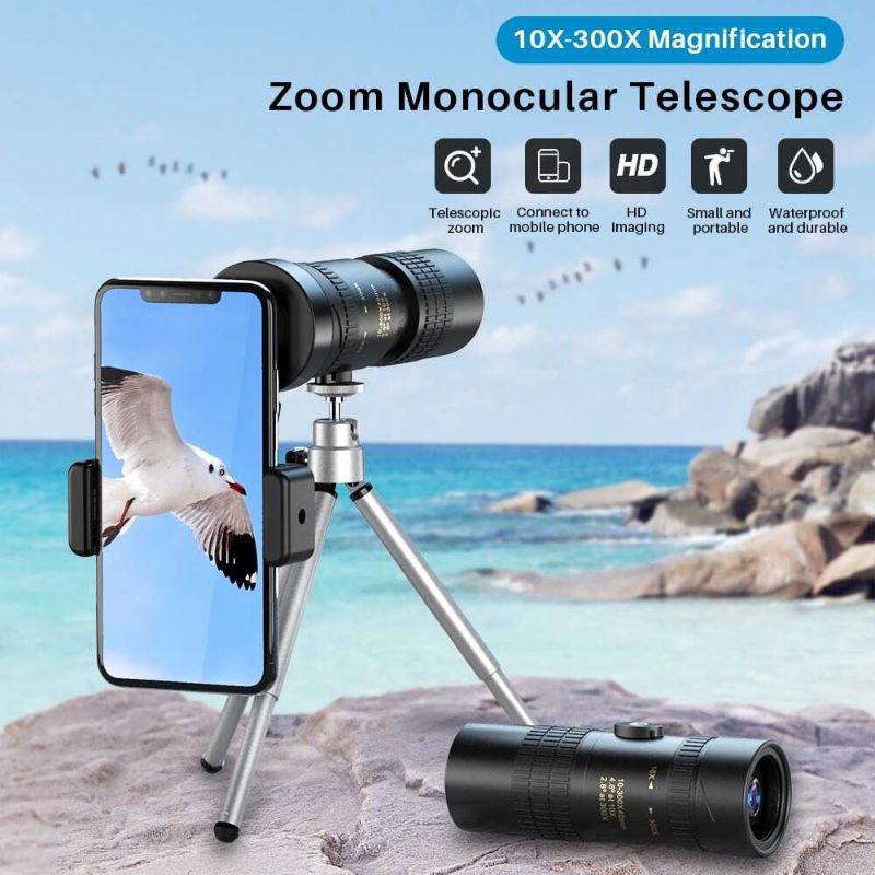 Teropong Axcell Monocular Zoom Telescope Long Range 10-300x40