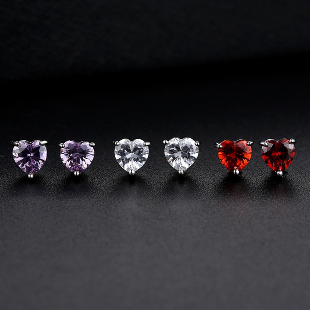Hu Hu Hu Hu Hu Alat Bantu Pasang Kacamata♡ Set Anting Tusukkalung Rantai Liontin Hati Hias Kristal Cubic Zirconia Berkilau Untuk Wanita