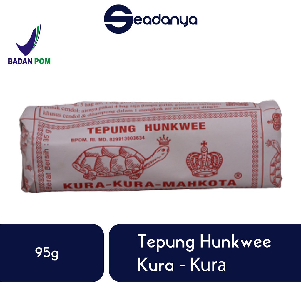 

TEPUNG HUNKWEE KURA KURA MAHKOTA 95g BPOM TEPUNG KUE, CENDOL, ONGOL ONGOL, CANTIK MANIS, NAGASARI