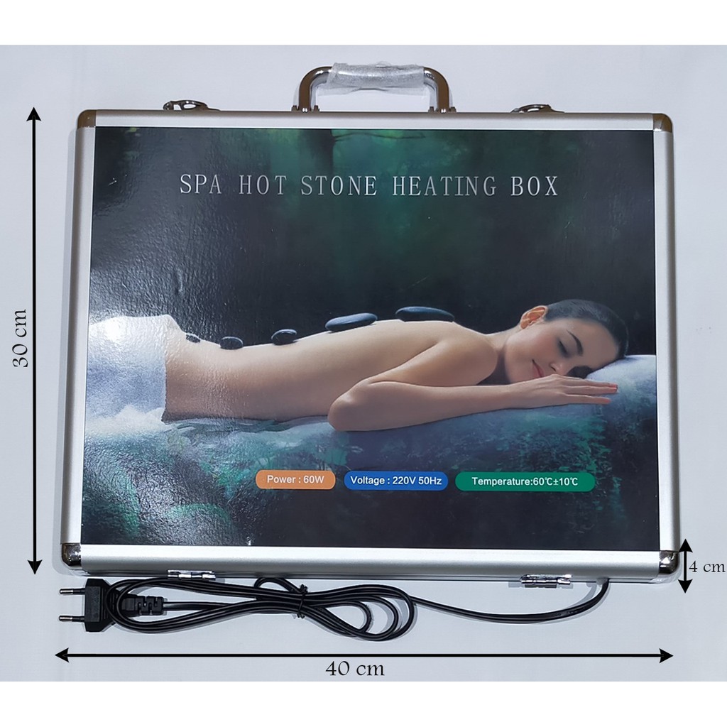 Hot Stone Massage 24 Pcs Plus Spa Hot Stone Heating Box ( Paket Box 3 ) | Hot Stone | Massage | Spa | Batu Terapi | Therapy