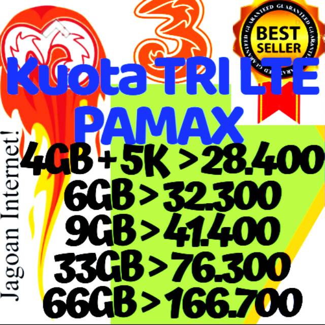Paket THREE PAMAX 4G 9GB 33GB LTE 66GB LTE 1 Bulan FULL PROMO TERMURAH