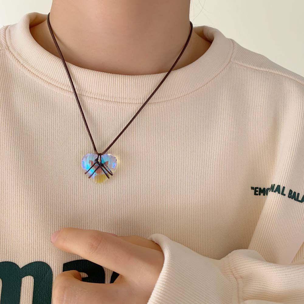 Mxbeauty Wanita Kalung Niche Geometris Cinta Hati Teman Hadiah Choker Kristal Gaya Korea Kalung