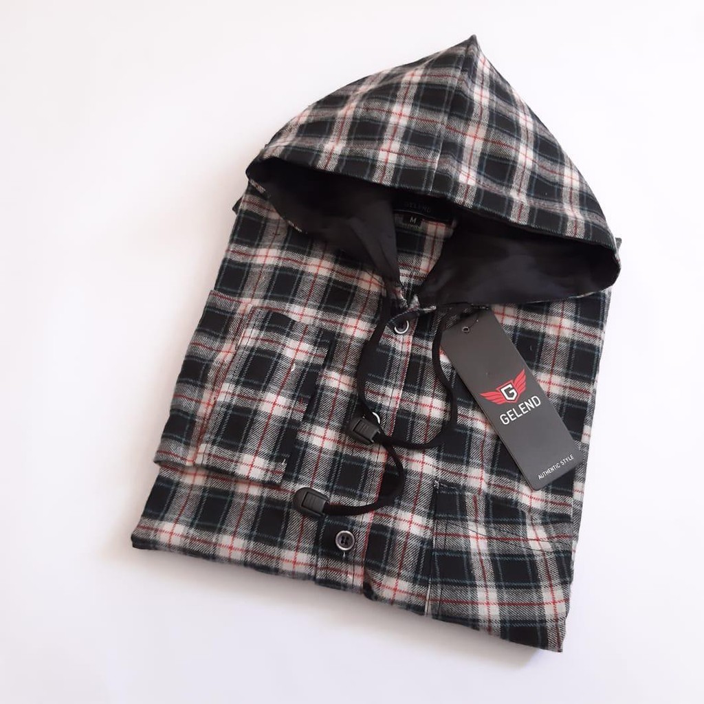 kemeja flanel hoodie pria|kemeja kupluk pria