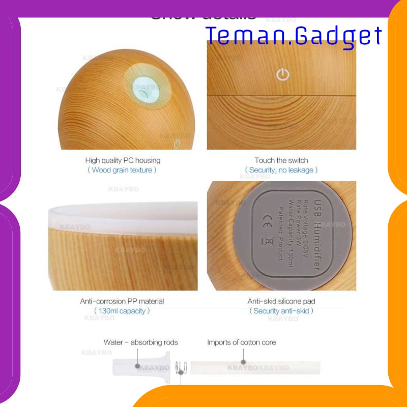 TG-CE080 Taffware Car Mini Air Humidifier Desain Kayu 130ml - HUMI JKC01