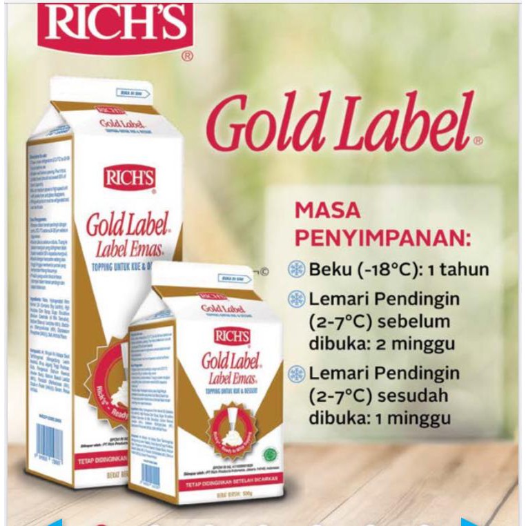 Rich’s Gold Label - Rich Gold Label Whipping Cream 500gram - Gosend/Grab Only!!!