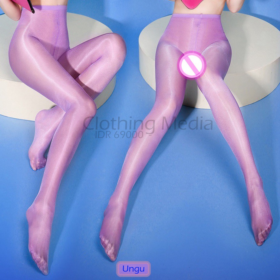 Pantyhose T-Crotchless Premium 30D Super Elastis Glossy Oil Stocking Celana RS