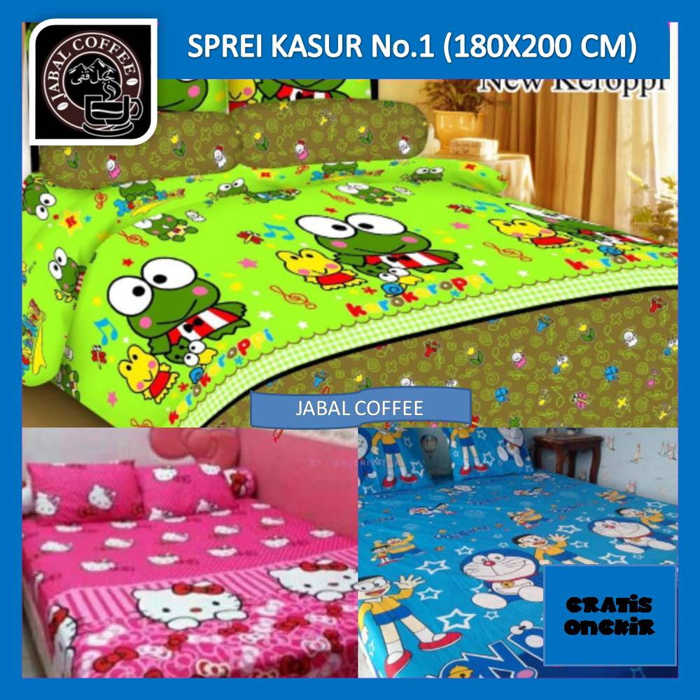 Sprei Karakter Bahan Katun Ukuran 180 x 200 Cm / Sprei Kasur Homemade Karakter 04