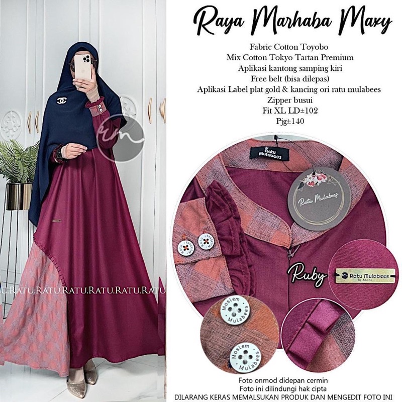 GAMIS KEMKO EXCLUSIVE EKSKLUSIF RAYA MARHABA SARIMBIT POLOS TOYOBO KOMBINASI RATU