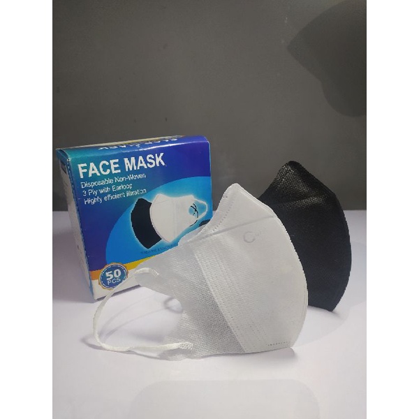 MASKER DUCKBILL HITAM 3 PLY DEWASA ISI 50PC | ADA GARIS | KUALITAS