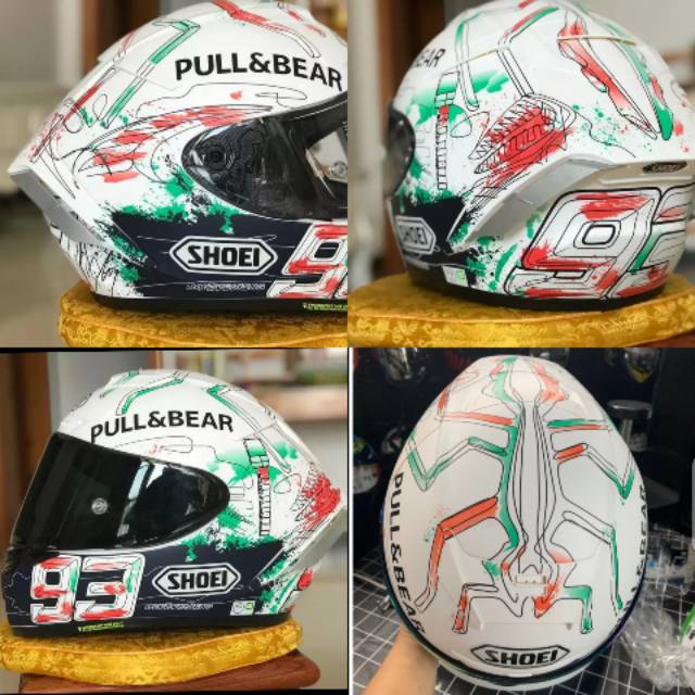 Helm fullface shoei x14 marc marquez 93 graffity catalunya 2019 helm motogp