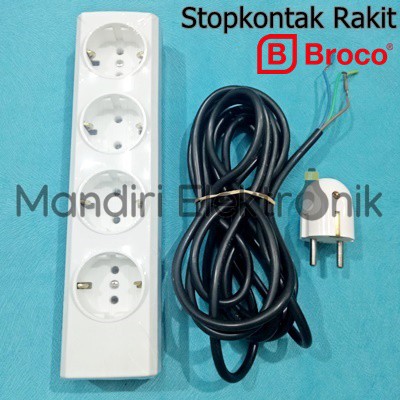 Stop kontak Kabel Broco 4 Lubang Kabel 3 Meter + Steker Broco