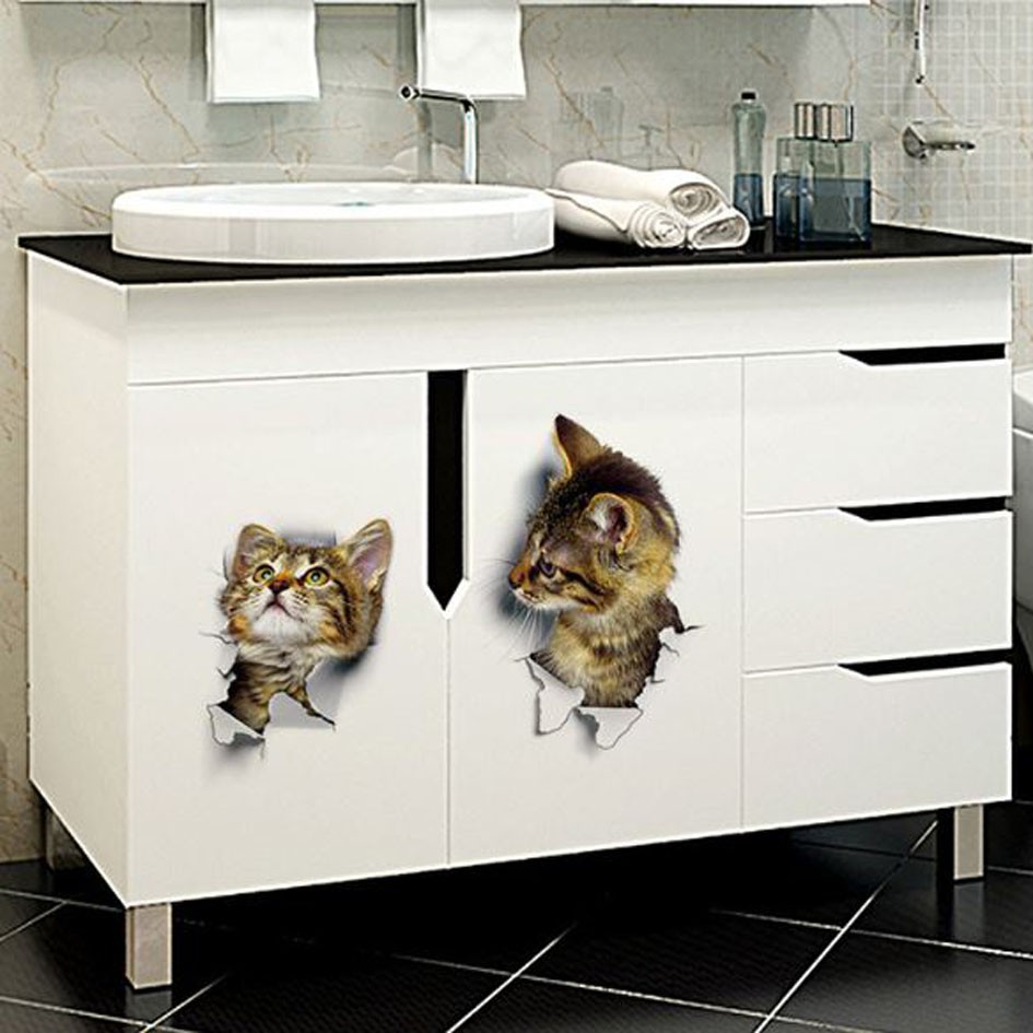 stiker tembok kucing 3d decorative wall stickers (3G2) aar007