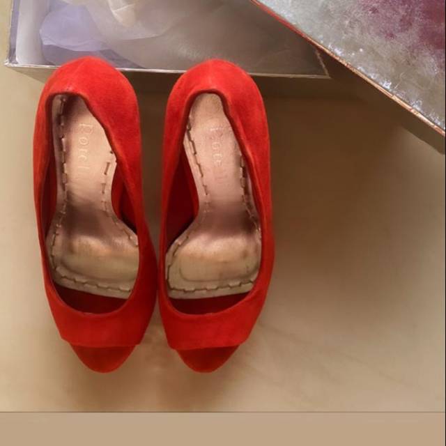 Sepatu tinggi high hells open toes red merah original store rotelli pesta
