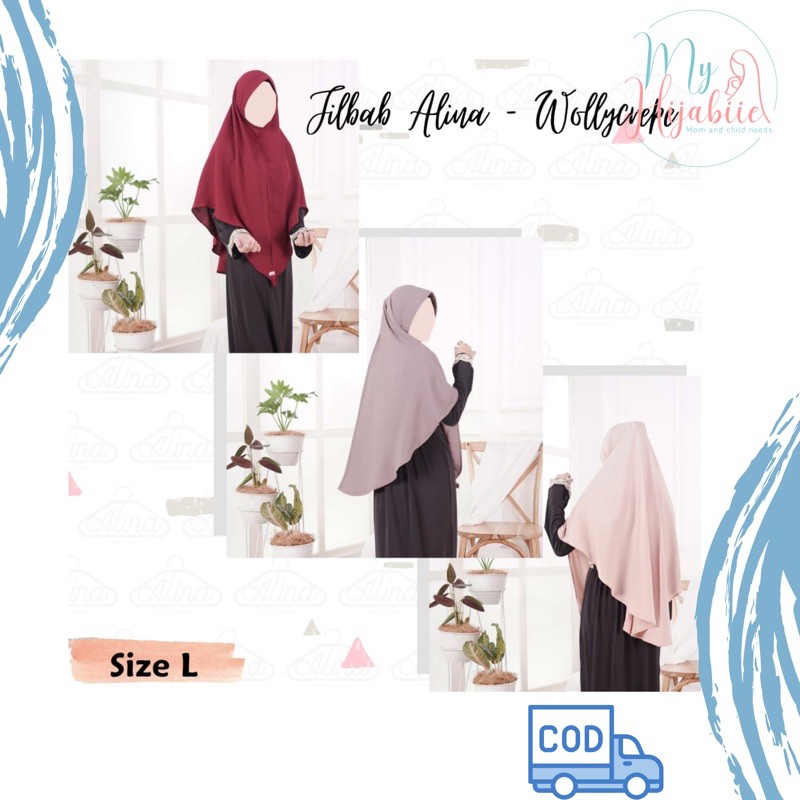 Jilbab Instan Syari Alina - Bergo Syari Size L Wolycrepe - Hijab Panjang