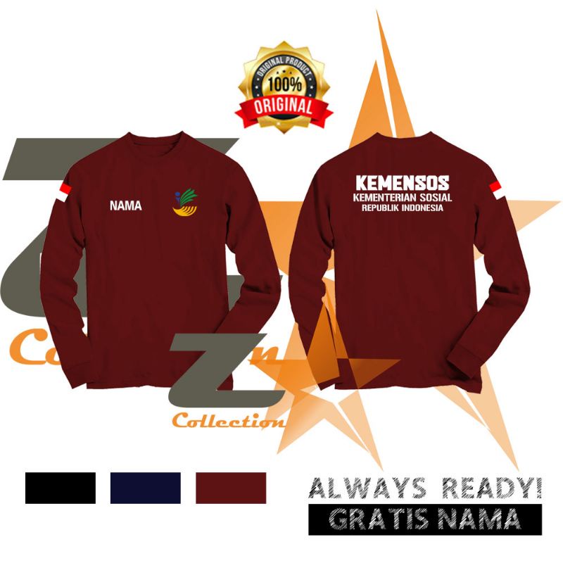 KAOS PANJANG KEMENSOS / KAOS KEMENTERIAN SOSIAL / TSHIRT KEMENSOS