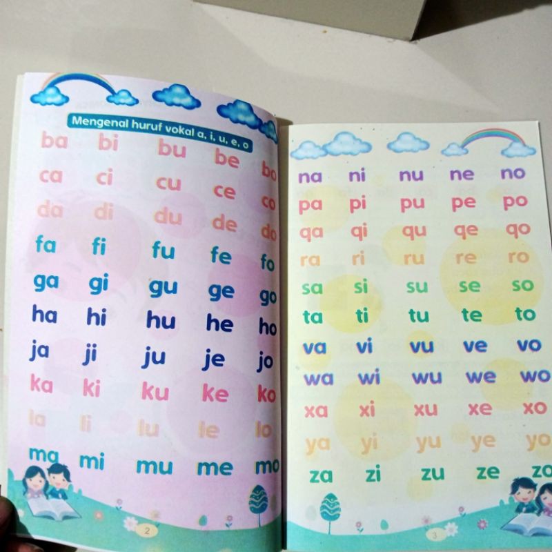 buku cepat pintar membaca metode aiueo, 32 halaman (16×24cm)