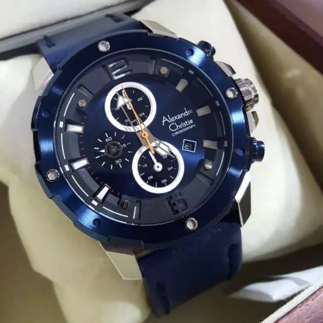 Alexandre christie AC 6410 silver blue leather