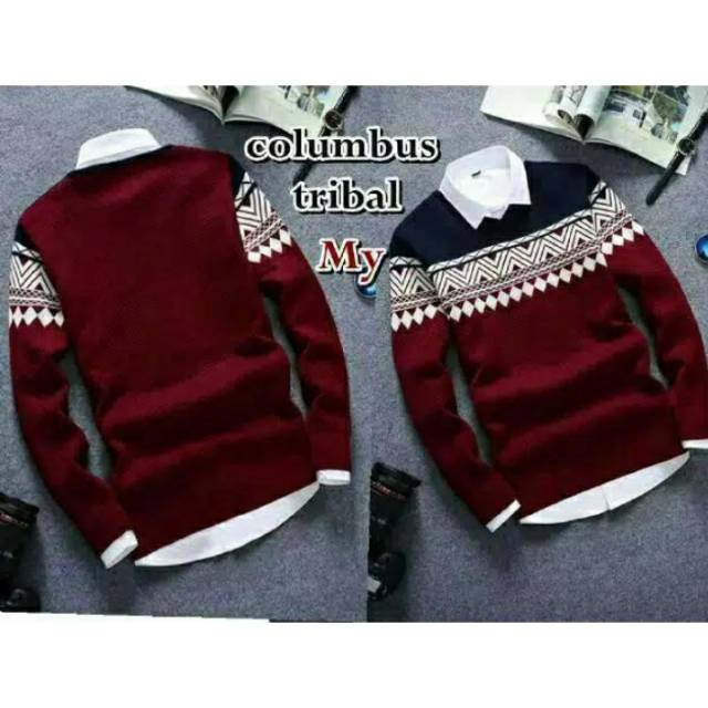 SN - Sweater rajut Columbus tribal maroon