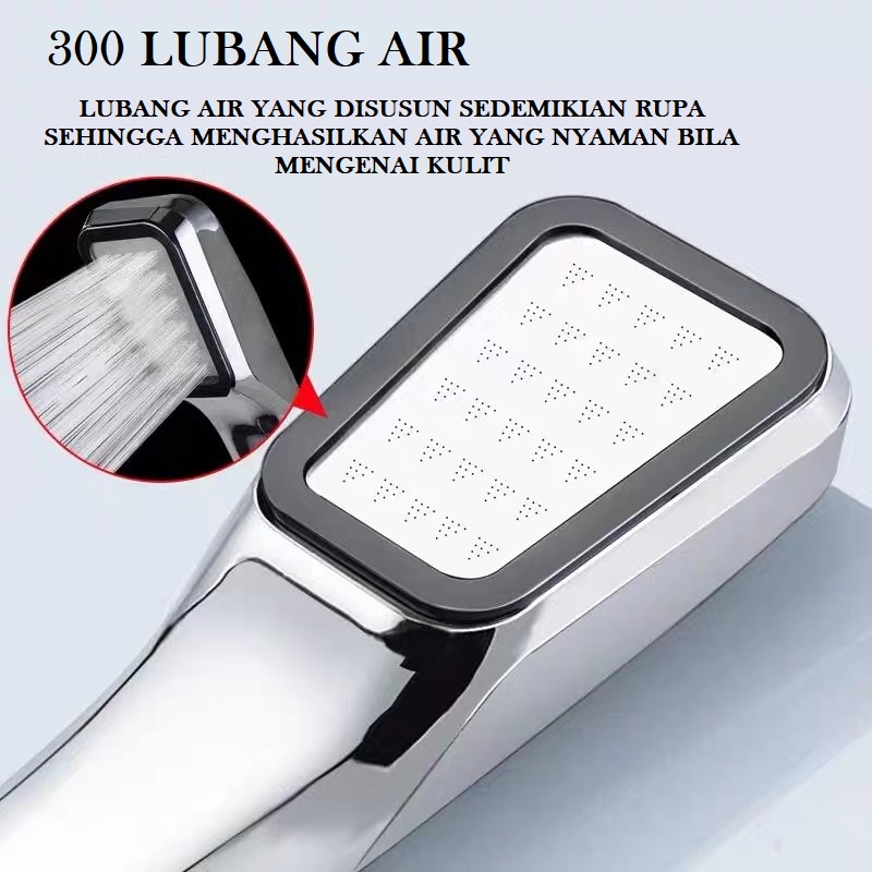 Hand Shower Hemat Air 300 Lubang Tekanan Kencang Shower Aerator Tinggi Pancuran Salon Kepala Mandi Filter Rumah Hotel Kantor Mewah Home House Office Luxury Lux Kamar Mandi Toilet