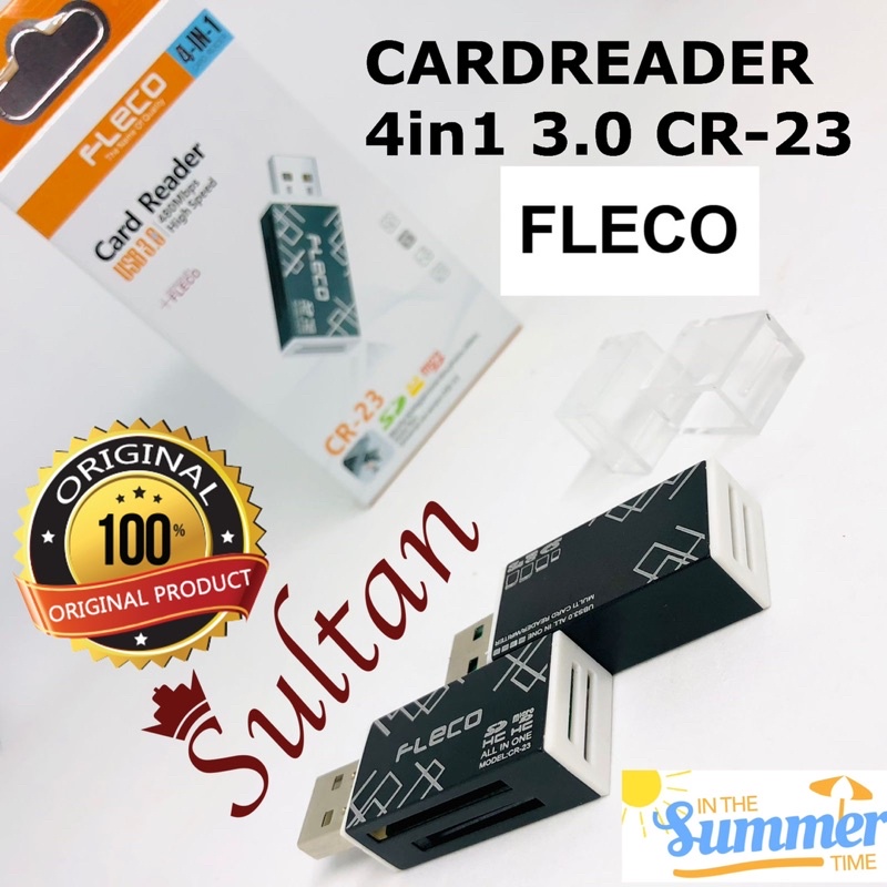 grosir cardreader fleco CR-23 original multy 4in1 CR23 usb3.0 high speed data transfrer memory card