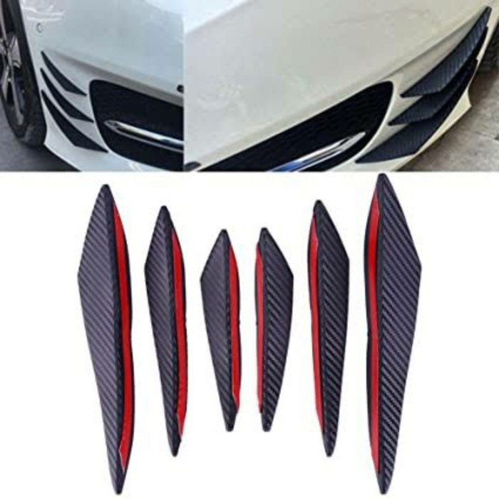 6 Pcs Carbon Front Bumper Splitter Lis Carbon Bumper Depan Mobil