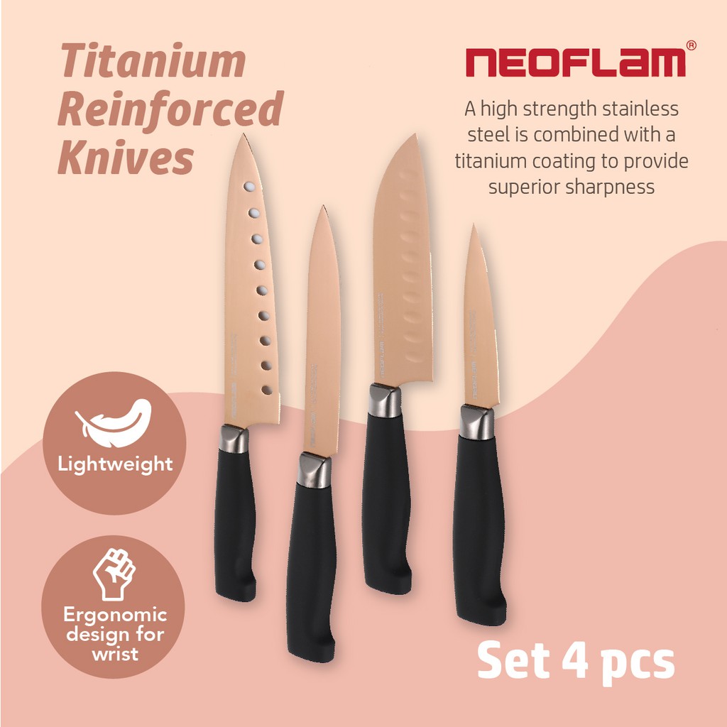 Neoflam Titanium Set 4 Pcs / Pisau Dapur