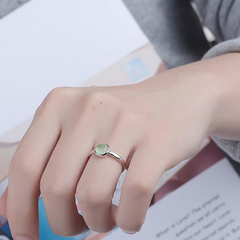 Timekey Cincin Wanita Hias Batu Opal Moonstone Gaya Simple Adjustable Untuk Hadiah A3K5