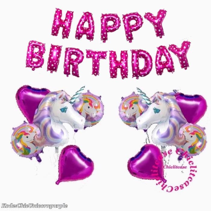Set balon foil unicorn little pony ulang tahun anak birthday dekorasi