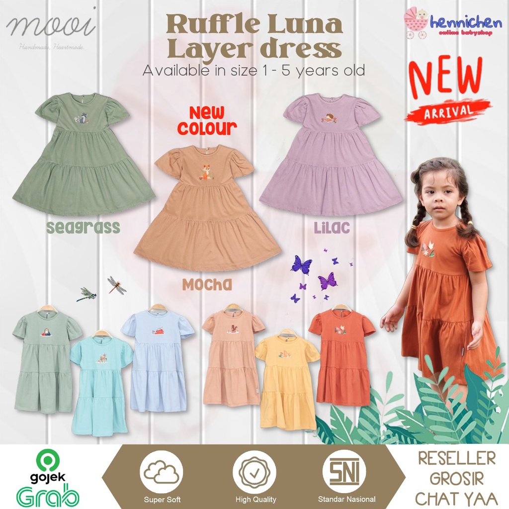 PROMO 7.7 PROMO BAJU LEBARAN MURAH Mooi Dress Anak Perempuan Ruffle LUNA Layer Dress - Fashion Anak Perempuan Dress bordir 1 - 5 Tahun