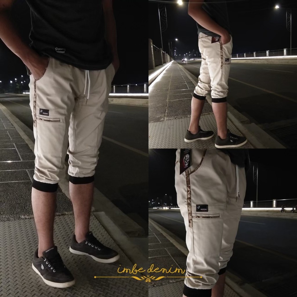CELANA JOGER PENDEK POCKET LIST LORENG - CELANA POCKET PENDEK PRIA TERMURAH