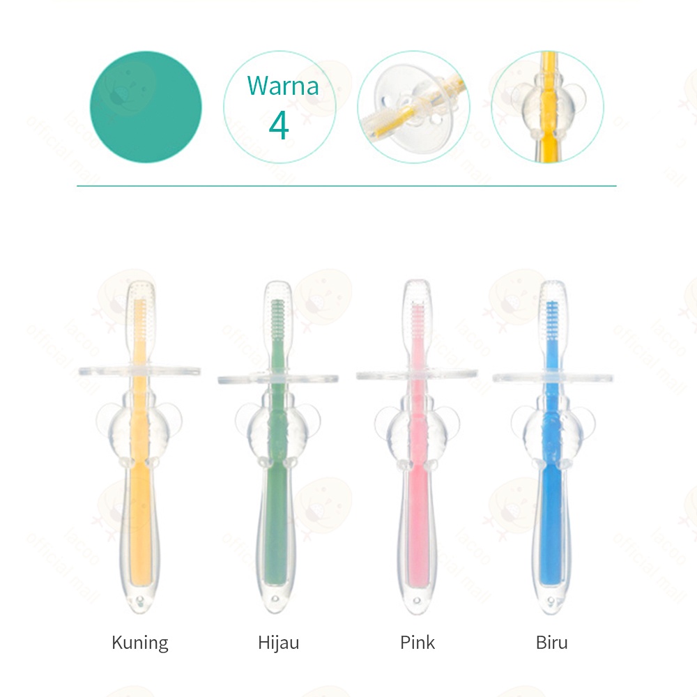 Lacoo Sikat Gigi bayi anak silikon Pembersih Mulut Bayi BPA Free Toothbrush baby 1-3 tahun
