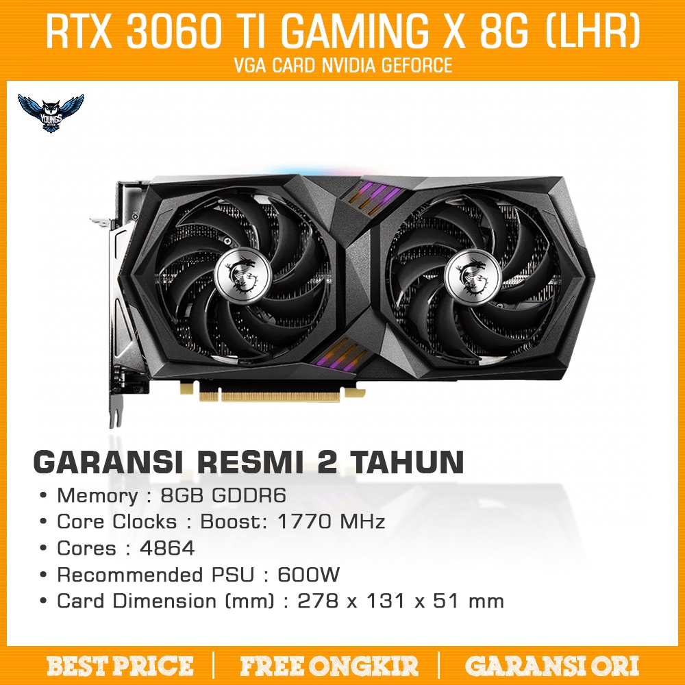 VGA MSI RTX 3060 Ti GAMING X 8G (LHR) 8GB DDR6 Nvidia GeForce 3060Ti