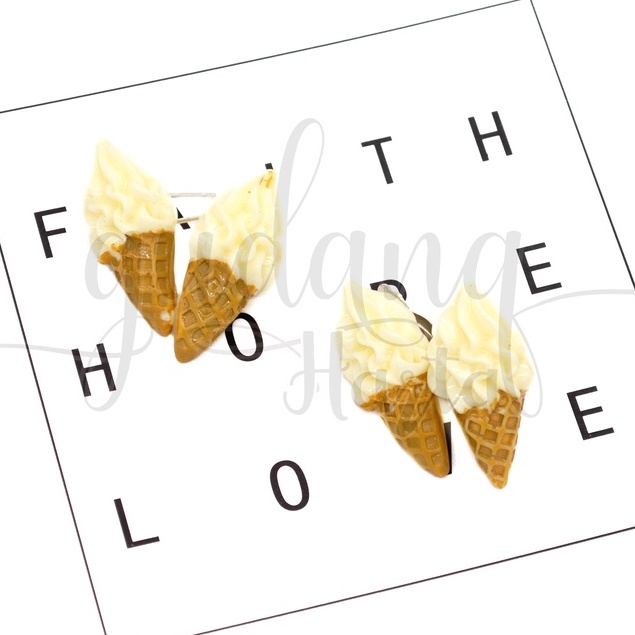 Anting Stud Jepit Ice Cream Cone Earring Motif Es Krim Cum2 GH 203740