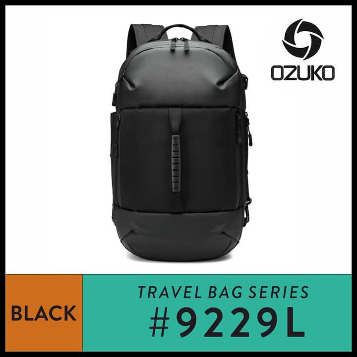Tas Ransel Pria Tas Laptop Backpack Pria OZUKO Backpack #9229L - Black - Hitam