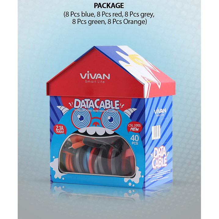 1 Toples 30 pcs Kabel Data Vivan CSL 100 USB Lightning Iphone 30 PCS