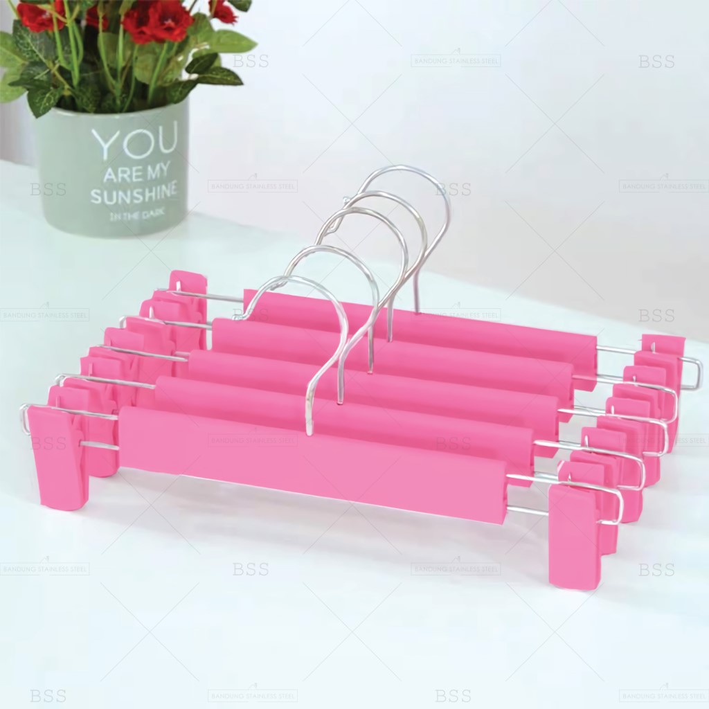 Gantungan pakaian 10pcs baju celana selimut bh bra lingerie handuk kain kait Hanger plastik jepitan jepit warna cerah