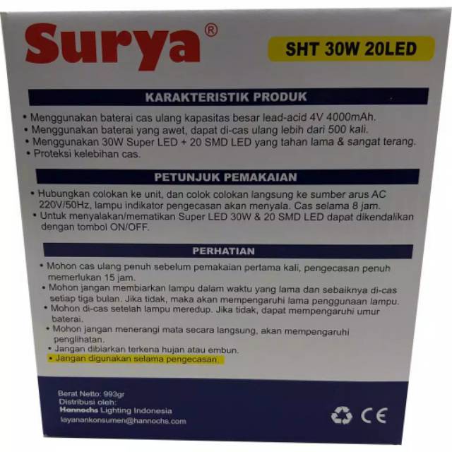 Senter Lampu LED Surya SHT 30W Emergency 20LED White With Power Bank