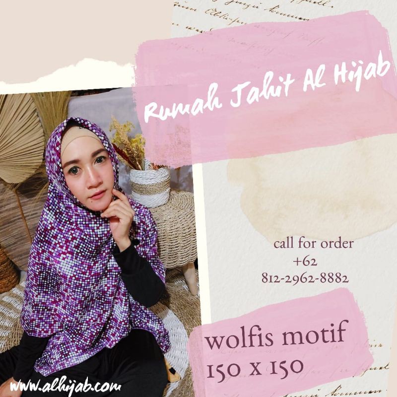 Jilbab segiempat wolvis motif syarii dan jumbo
