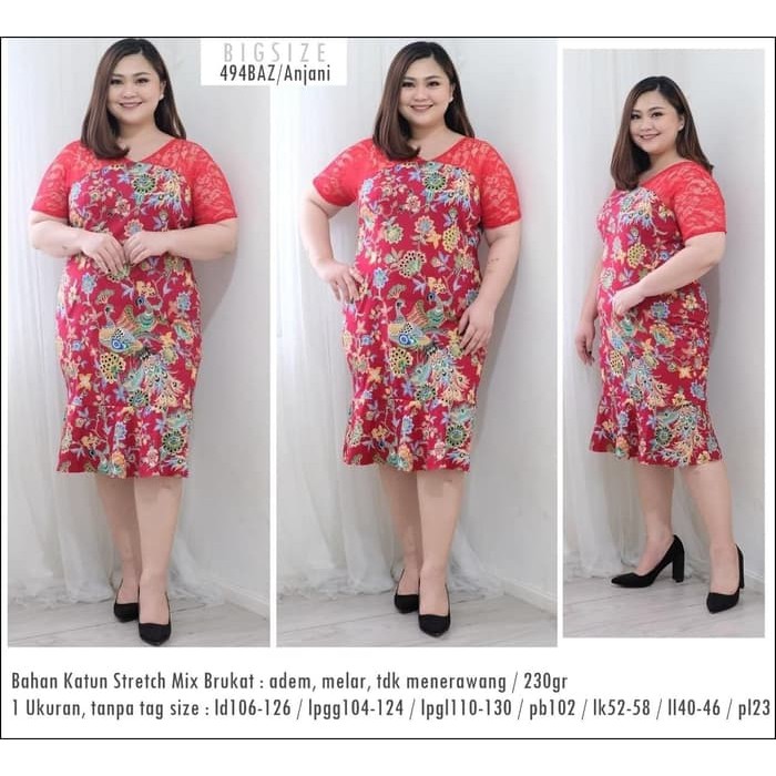 DRESS BATIK    Anjani Bigsize Dress Batik Jumbo Dress Batik Big size Terusan Batik      IWAZAH