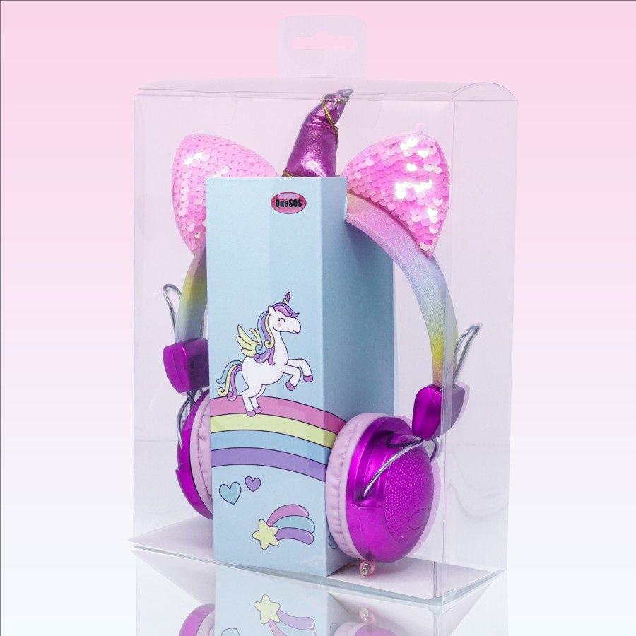 HGM-024 Headset Bando Cute Unicorn Rainbow Ada Mic Model Kabel Headphone Microphone Earphone Music