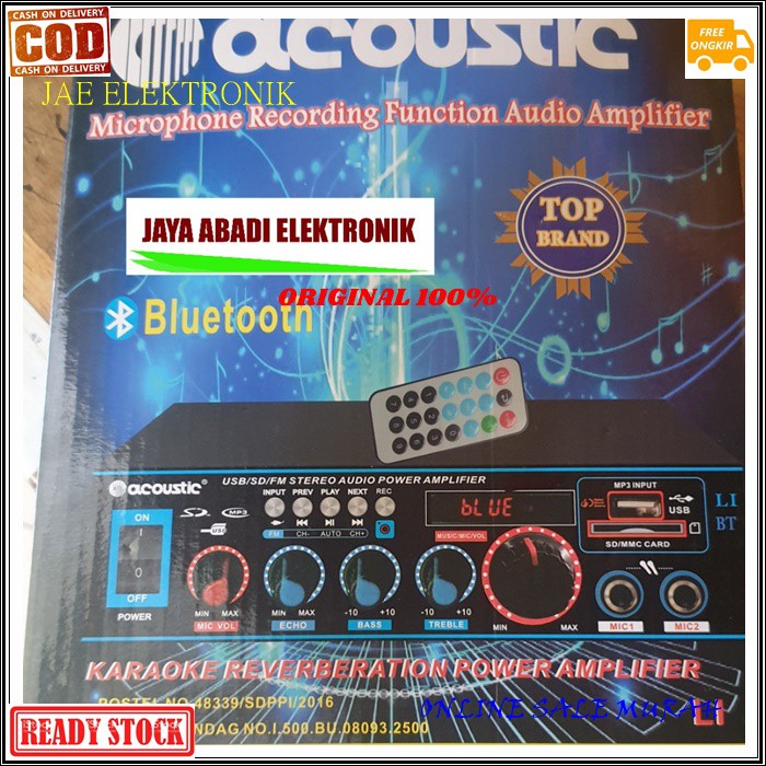 G517 Acoustic power ampli bluetooth original Amplifier bluetoot karaoke bluetot blutut USB MP3 player audio sistem sound system AC DC vokal vocal accu pro profesional aux dj asli radio fm music musik  Bisa BLUETOOTH ke segala merek HANDPHONE  BISA SEGALA