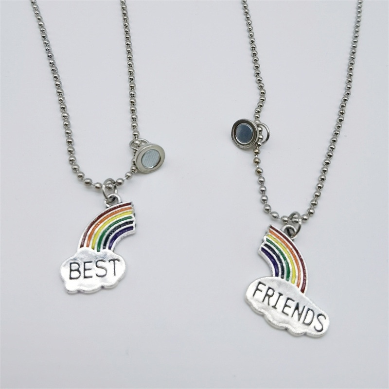 1 Pasang Magnetic Rainbow Couple Kalung Sederhana Dan Kreatif Pacar Klavikula Rantai Pria Dan Wanita Liontin Perhiasan Aksesoris - olo