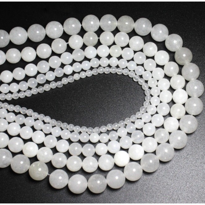 Manik Batu Alami Loose Beads White Jade