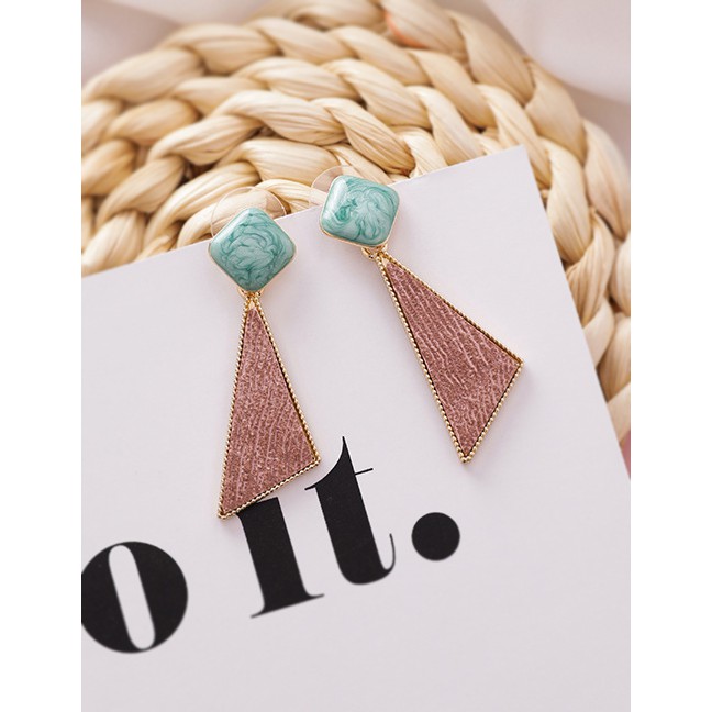 LRC Anting Tusuk Fashion Geometric Fabric Texture Square Triangle Earrings D15262